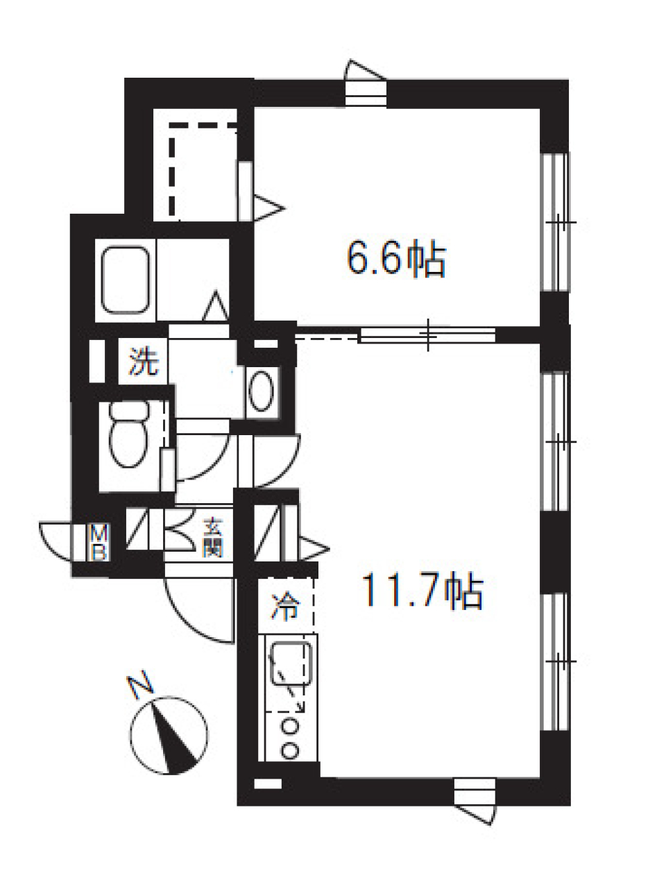 エルファーロ池尻　0104号室［ペット可］の間取り図