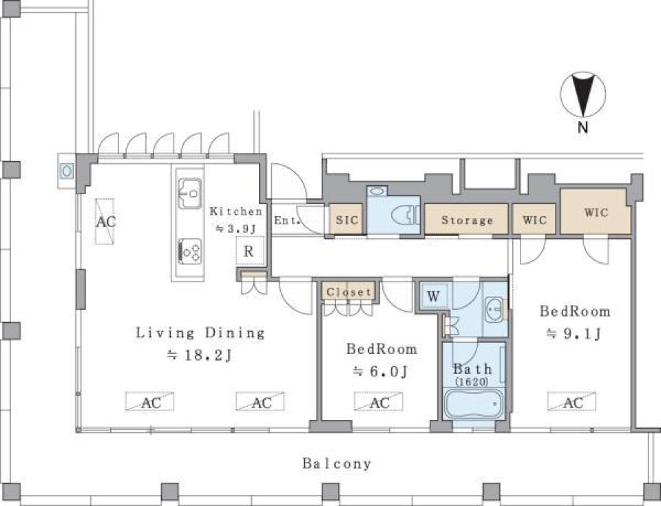 Ｂｒｉｌｌｉａ　ｉｓｔ　中野セントラルパーク　502号室の間取り図