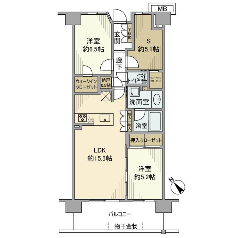 オハナ萩山　206号室の間取り図
