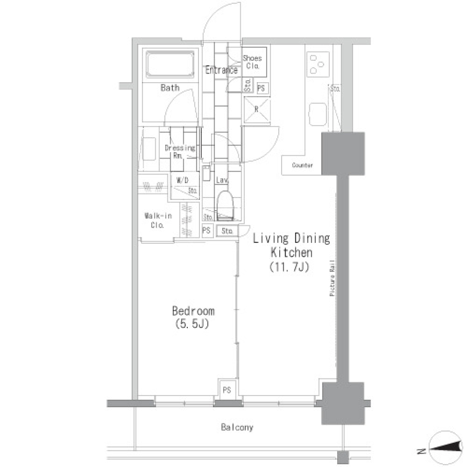ザ・パークハビオ上野レジデンス　1102号室の間取り図