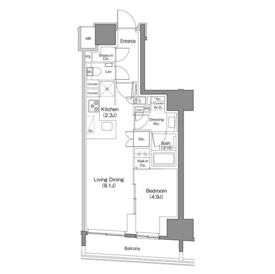 ザ・パークハビオ日本橋馬喰町　302号室［ペット可］の間取り図