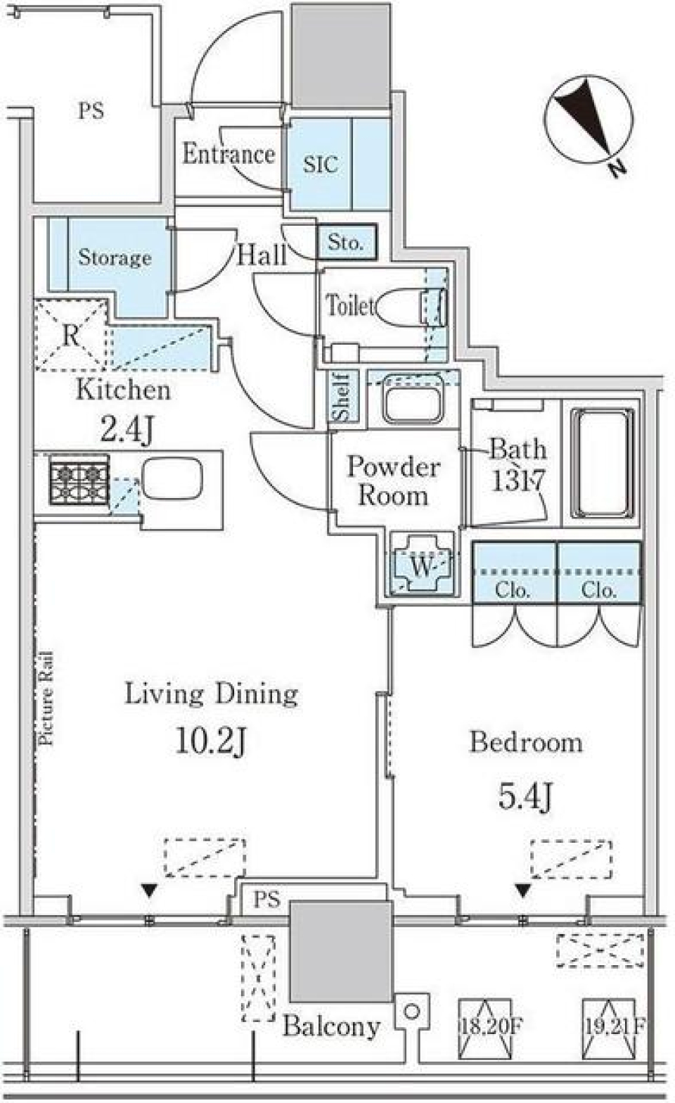 ＪＰ ｎｏｉｅ 蔵前　2121号室の間取り図