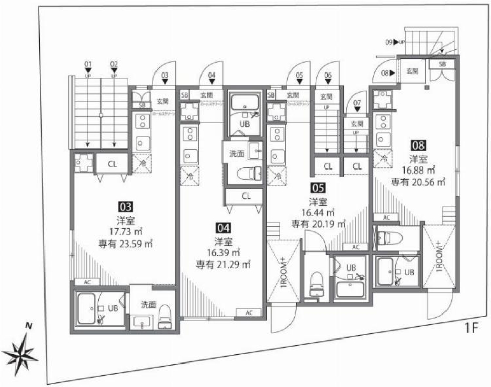 グランエッグス用賀　03号室［新築］の間取り図