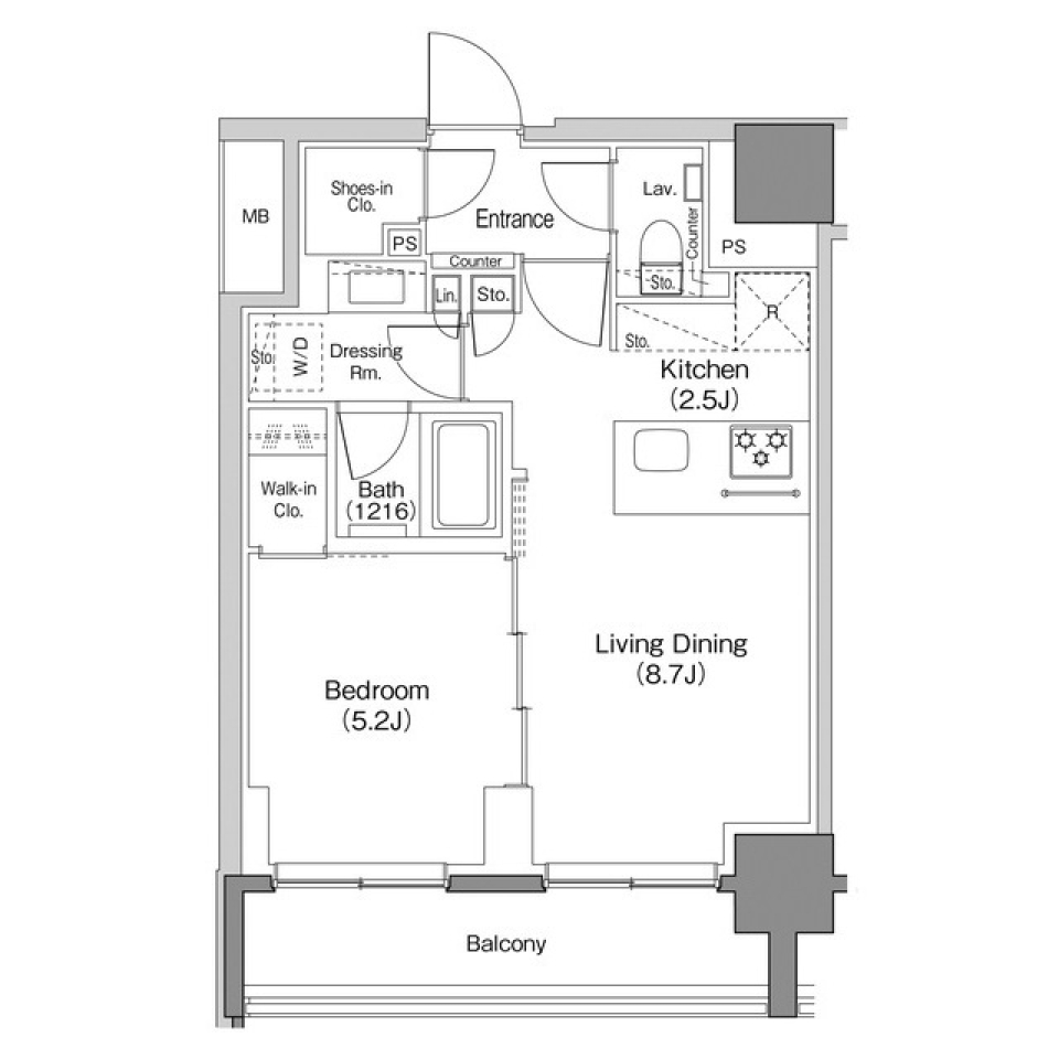 ザ・パークハビオ日本橋馬喰町　706号室［ペット可］の間取り図