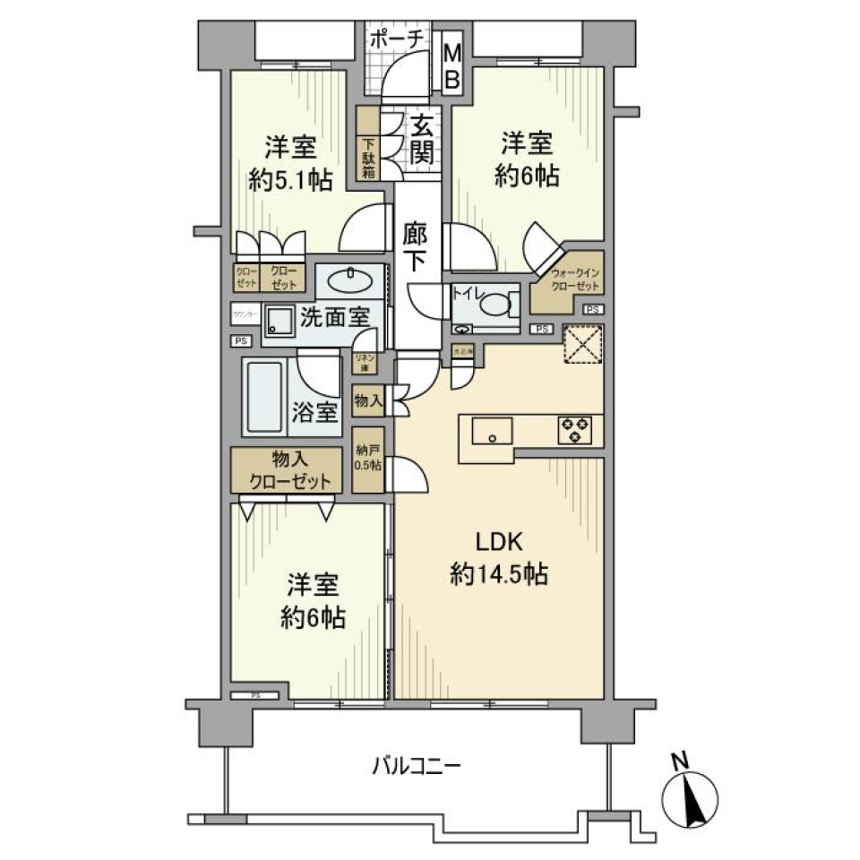 桜上水ガーデンズＩ棟　402号室の間取り図
