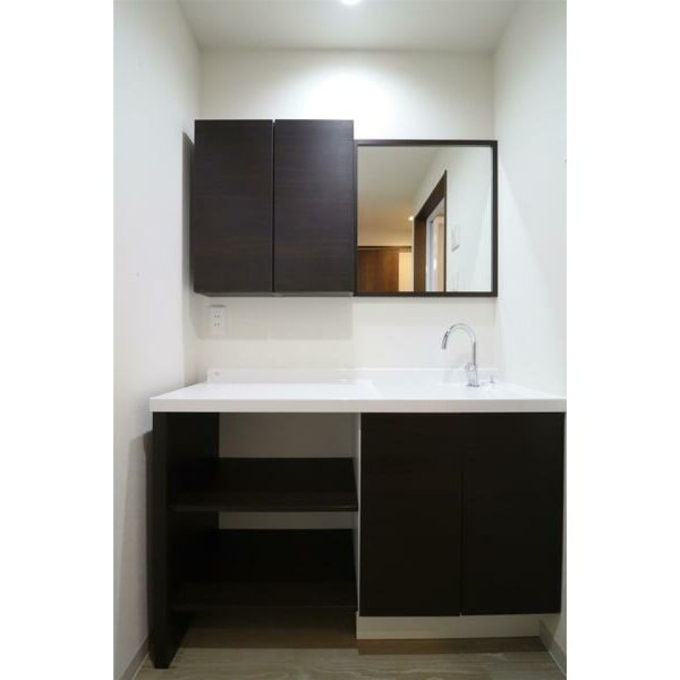 こんなにスタイリッシュな洗面台は珍しい。