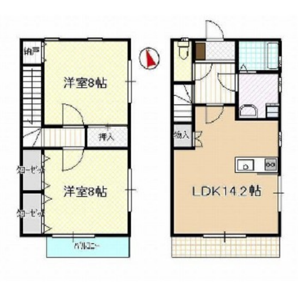 かわいいテラスハウスで気分も明るく！の間取り図