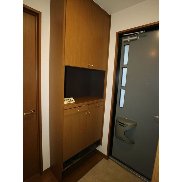 靴だけでなく日用品も入りそうな収納があります。