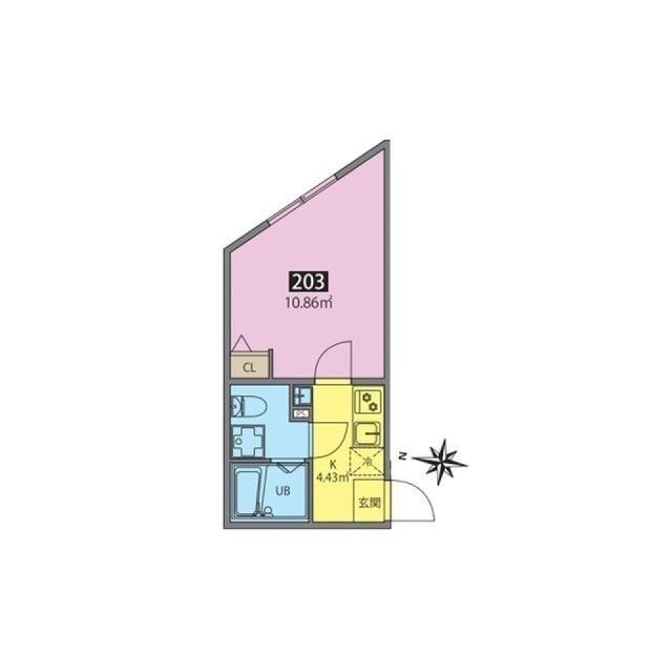 アンビシオン高砂　203号室の間取り図