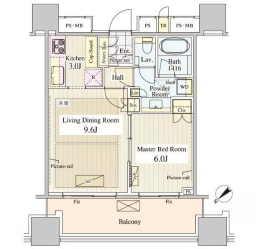 パークコート千代田富士見ザタワー　1107号室の間取り図