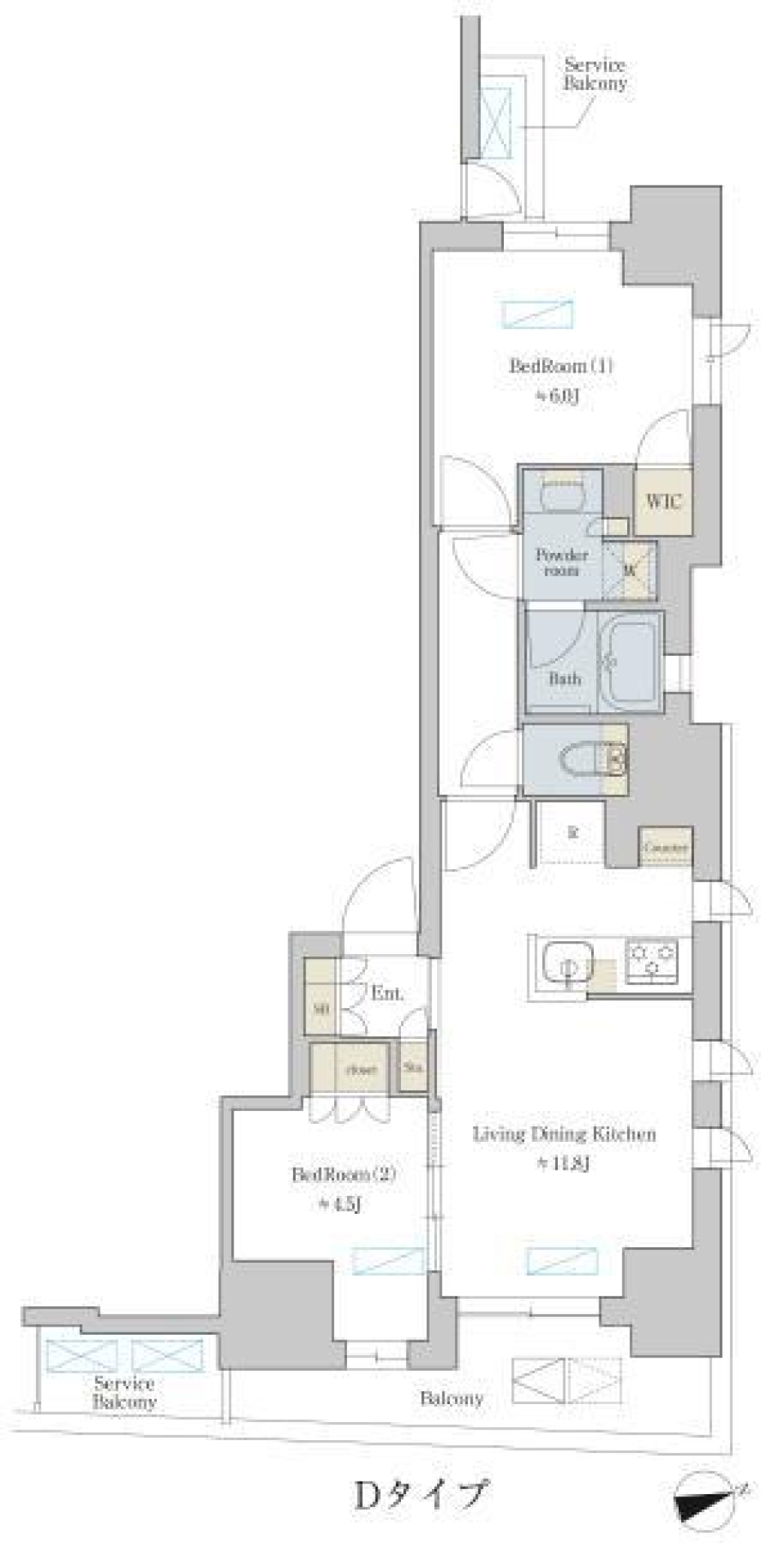 Ｂｒｉｌｌｉａ　ｉｓｔ　町屋408号室の間取り図