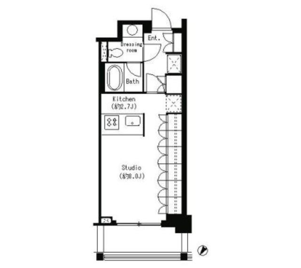パークキューブ目黒タワー　110号室の間取り図