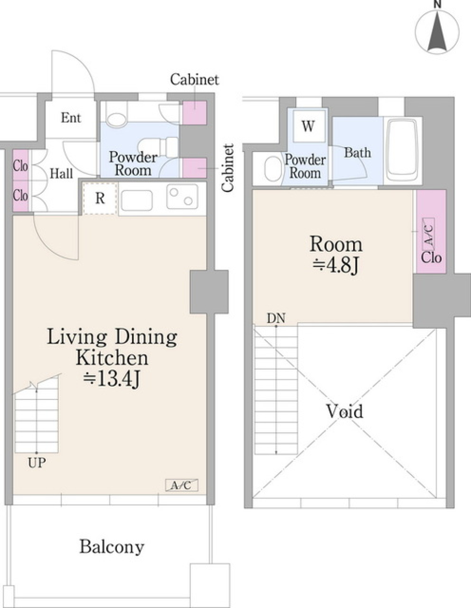 一目惚れメゾネットの間取り図