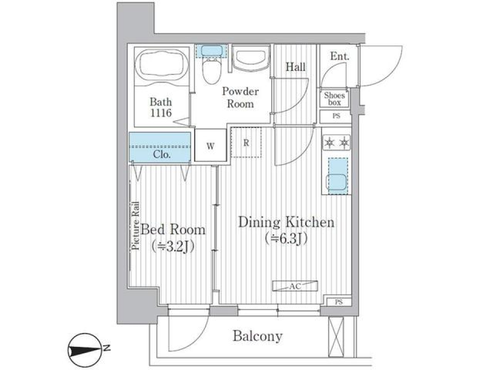 イプセ目黒祐天寺　504号室の間取り図