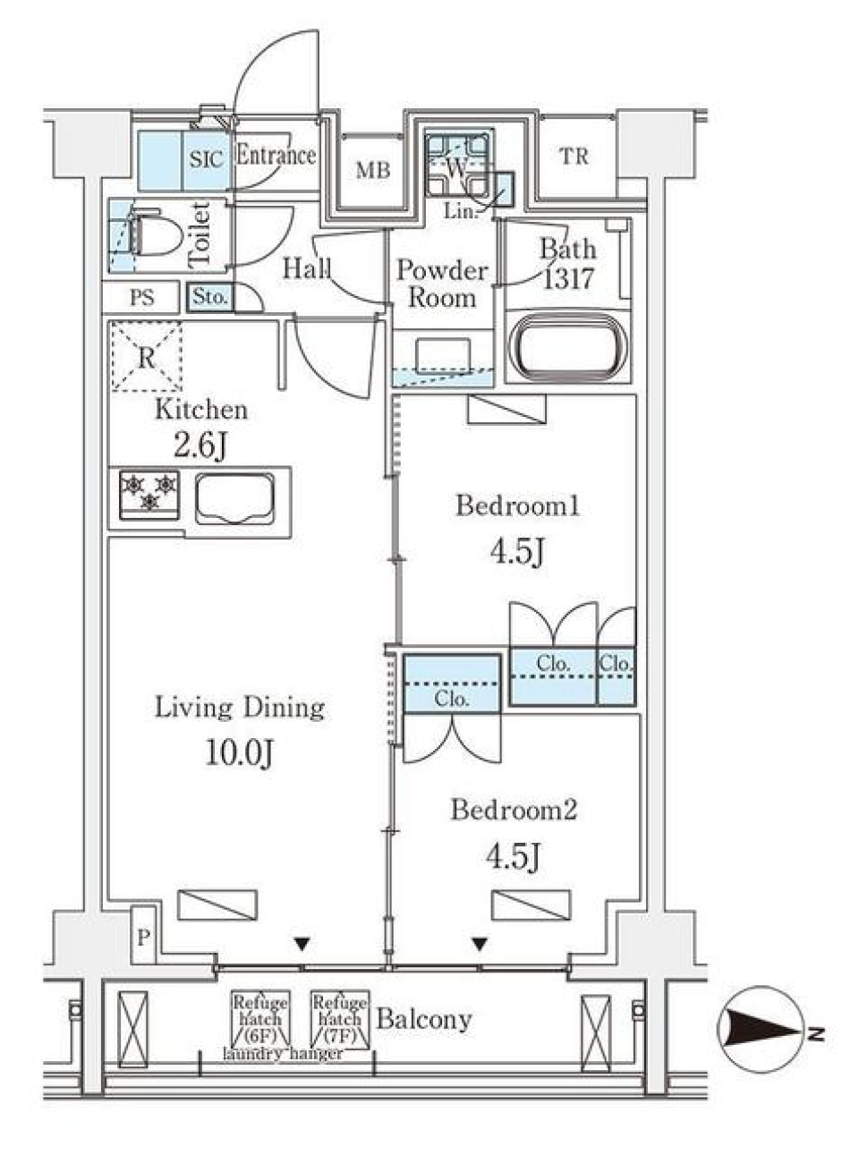 ベルファース錦糸町　707号室の間取り図