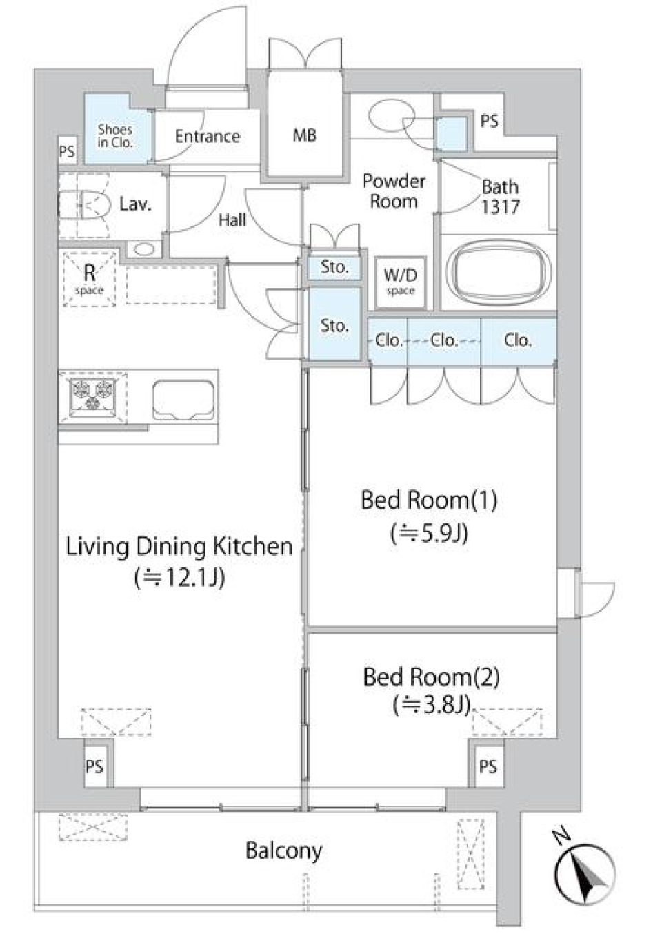 ミリアレジデンス浅草橋Ⅱ　904号室の間取り図