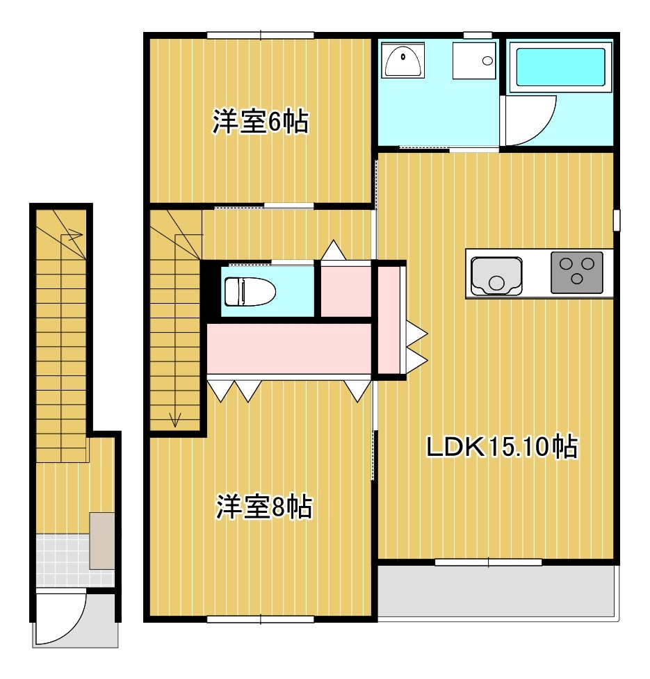2人～家族暮らしにおすすめな2LDK。