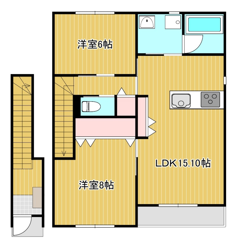 2人～家族暮らしにおすすめな2LDK。