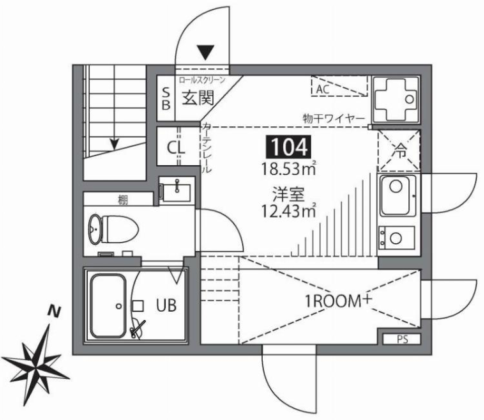 新宿中井アパートメント　104号室の間取り図