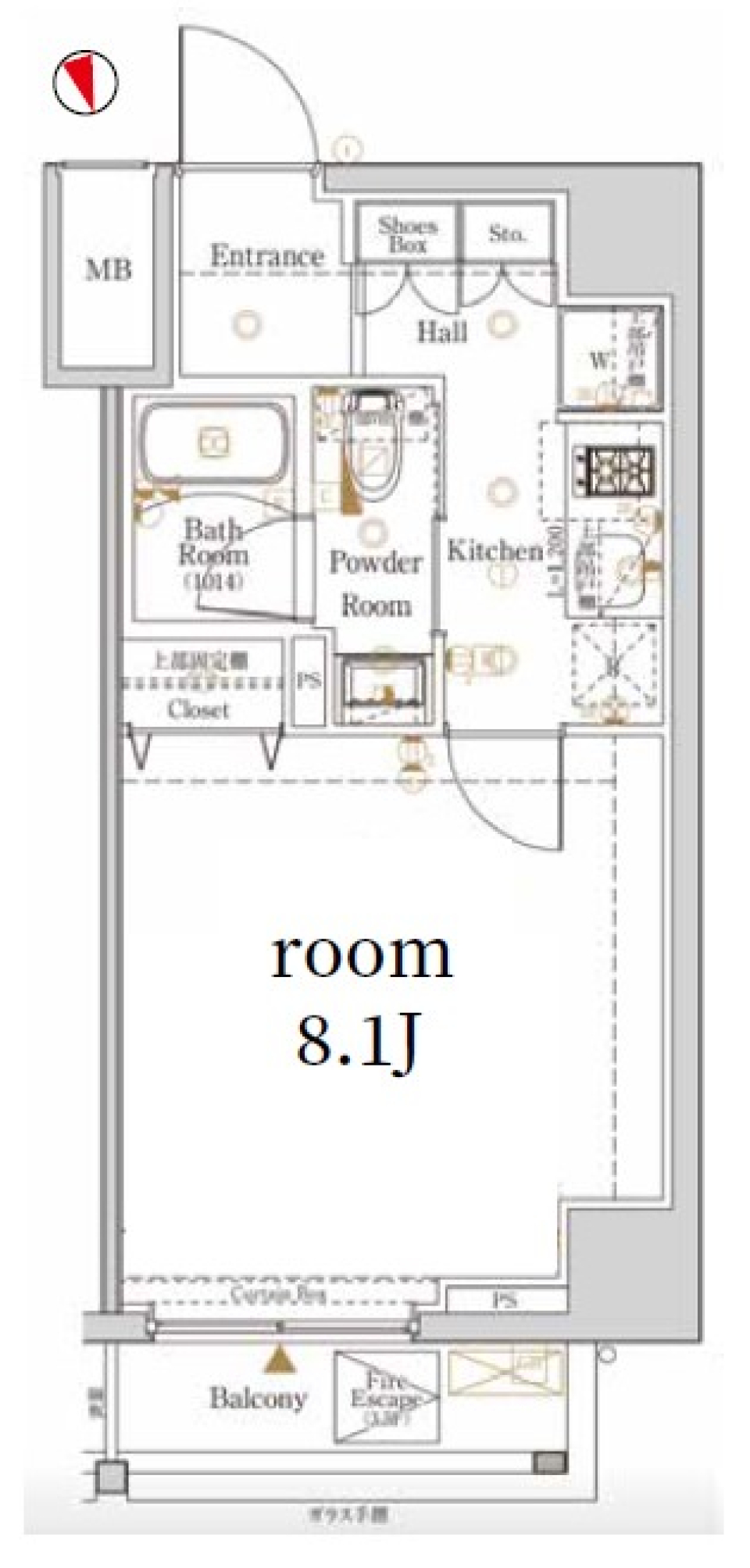 Log銀座EAST／ログ銀座イースト　202号室［ペット可］の間取り図