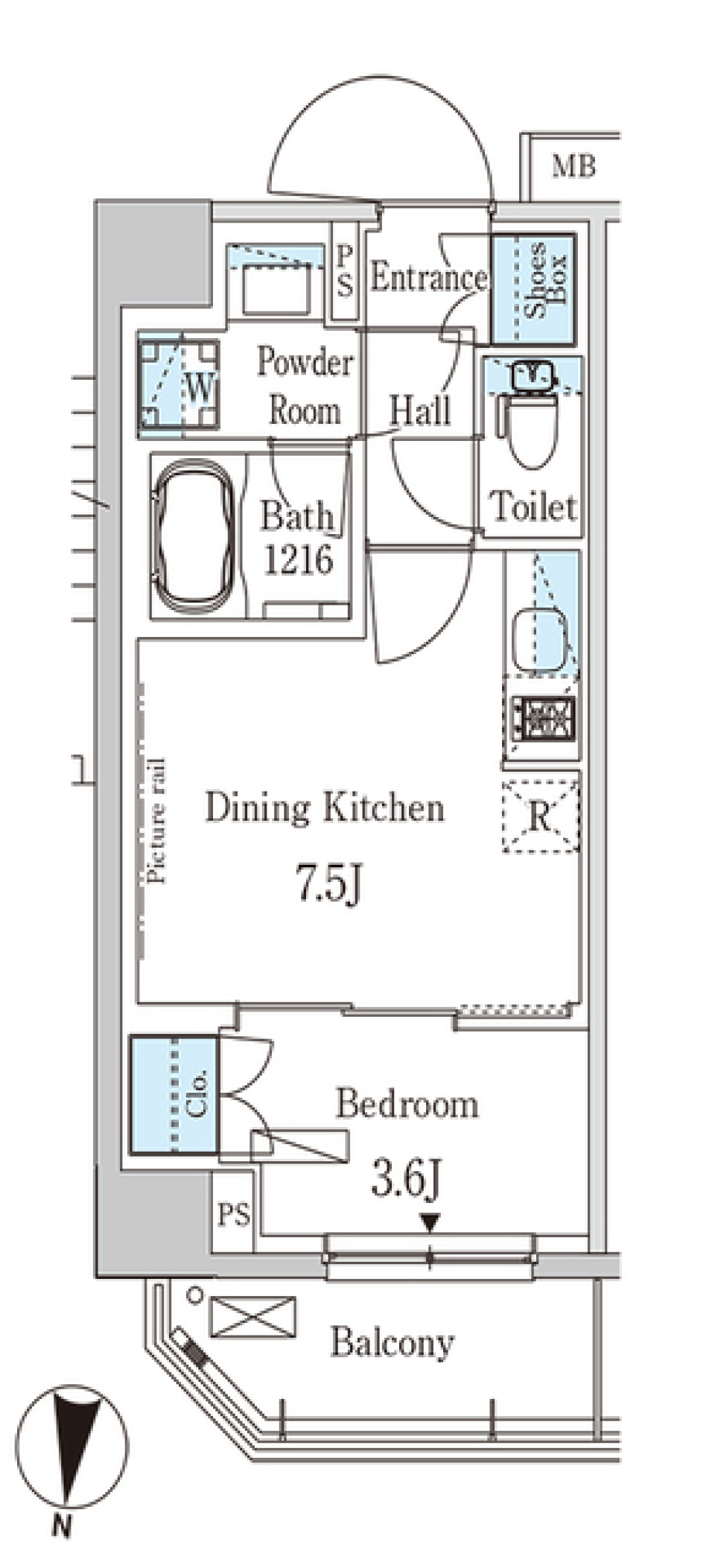 パークアクシス木場キャナル　イースト　506号室［ペット可］の間取り図