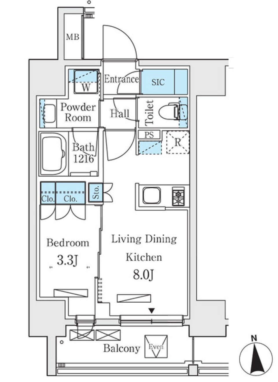 シーズンフラッツ大森北　701号室の間取り図