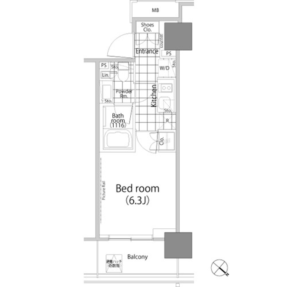パークハビオ赤坂タワー　702号室の間取り図