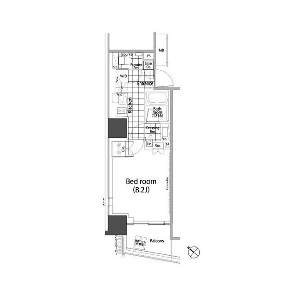 パークハビオ赤坂タワー　205号室［ペット可］の間取り図