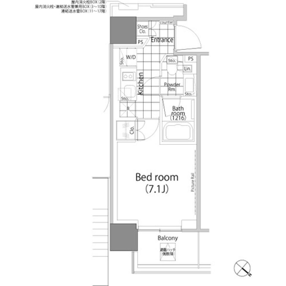 パークハビオ赤坂タワー　1101号室の間取り図