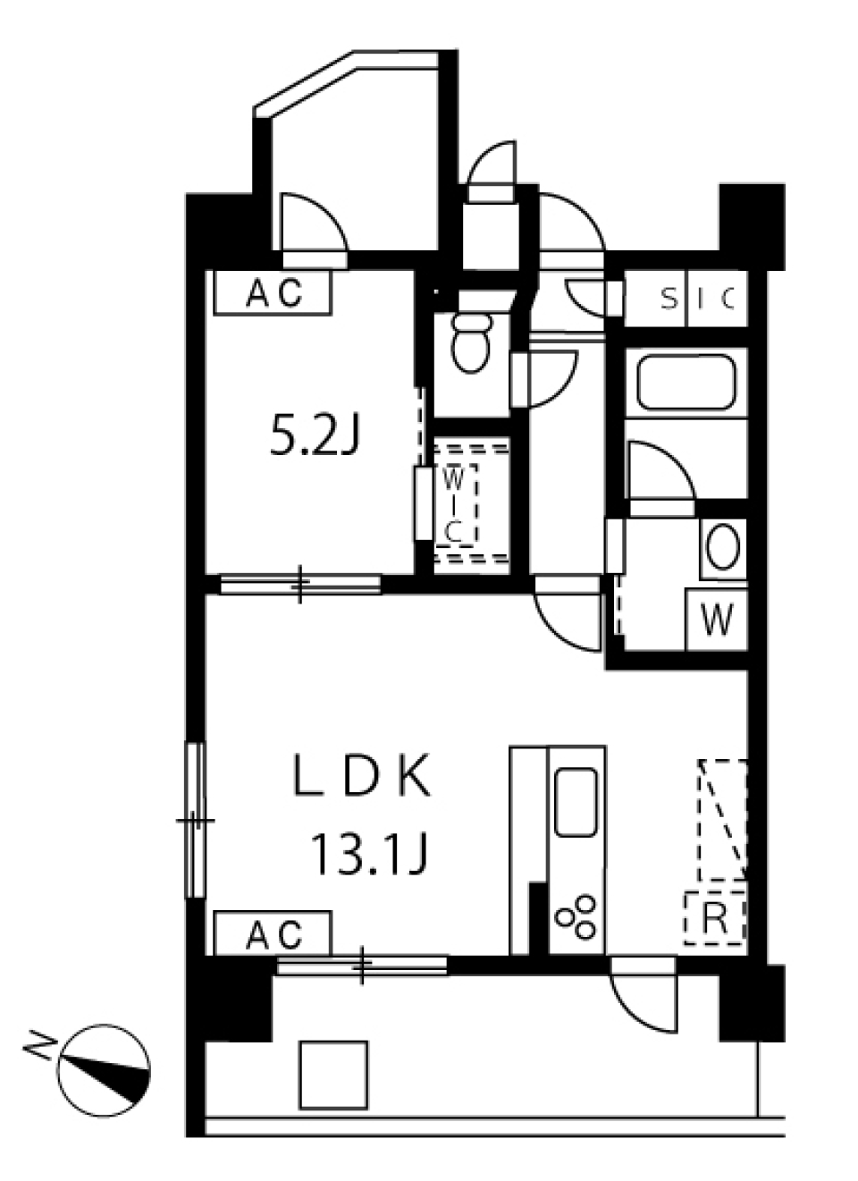 アジールコート池上　411号室の間取り図