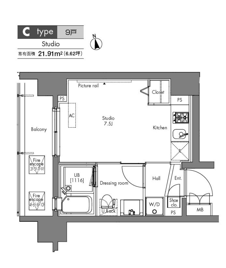 プラウドフラット隅田リバーサイド　511号室の間取り図
