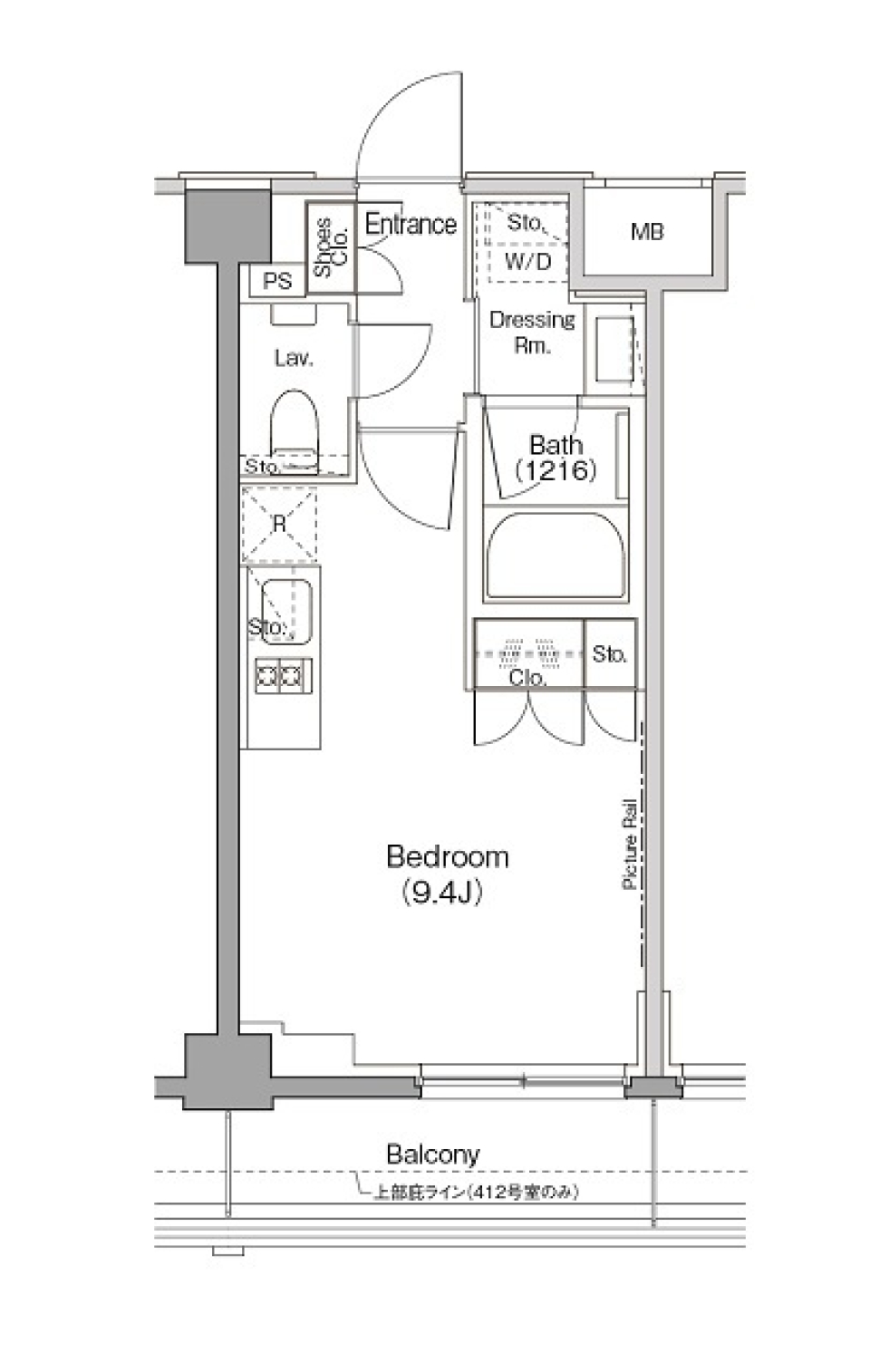 ザ・パークハビオ三軒茶屋テラス　412号室［ペット可］の間取り図