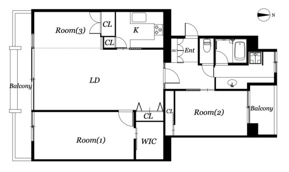 タカノハマンション　402号室の間取り図