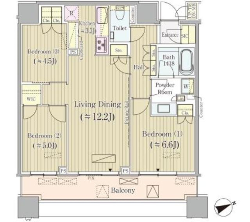 Ｂｒｉｌｌｉａ　Ｔｏｗｅｒｓ目黒　サウスレジデンス　2608号室の間取り図
