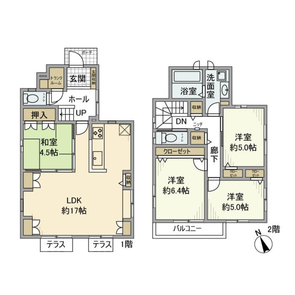 東雪谷戸建の間取り図