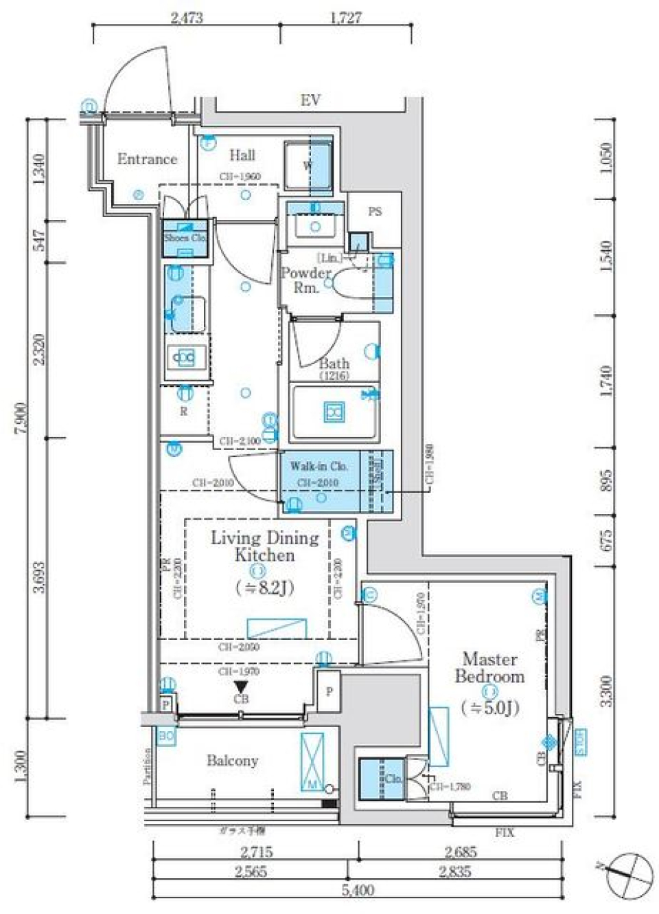 パークリュクス神田　401号室［ペット可］の間取り図
