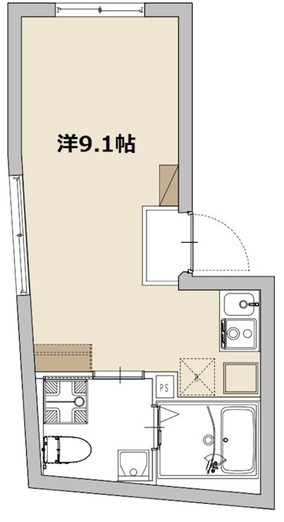 きれいめワンルーム［ペット可］の間取り図