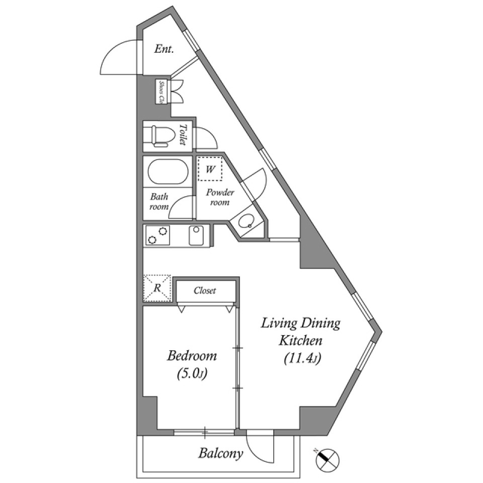 ルクレ西馬込　0201号室の間取り図