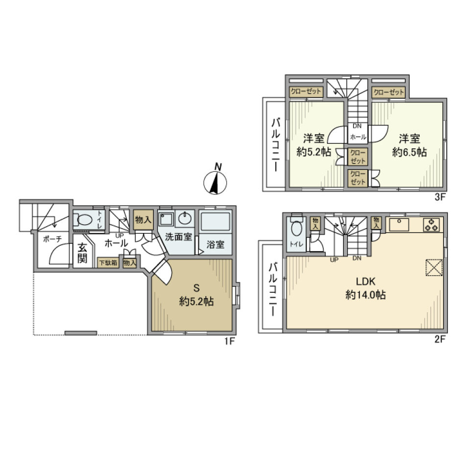 南千束戸建の間取り図