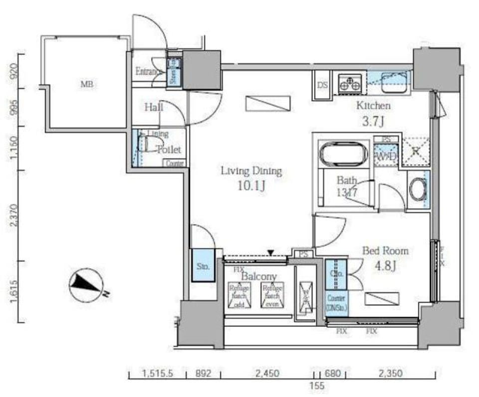 富ヶ谷スプリングス　404号室の間取り図