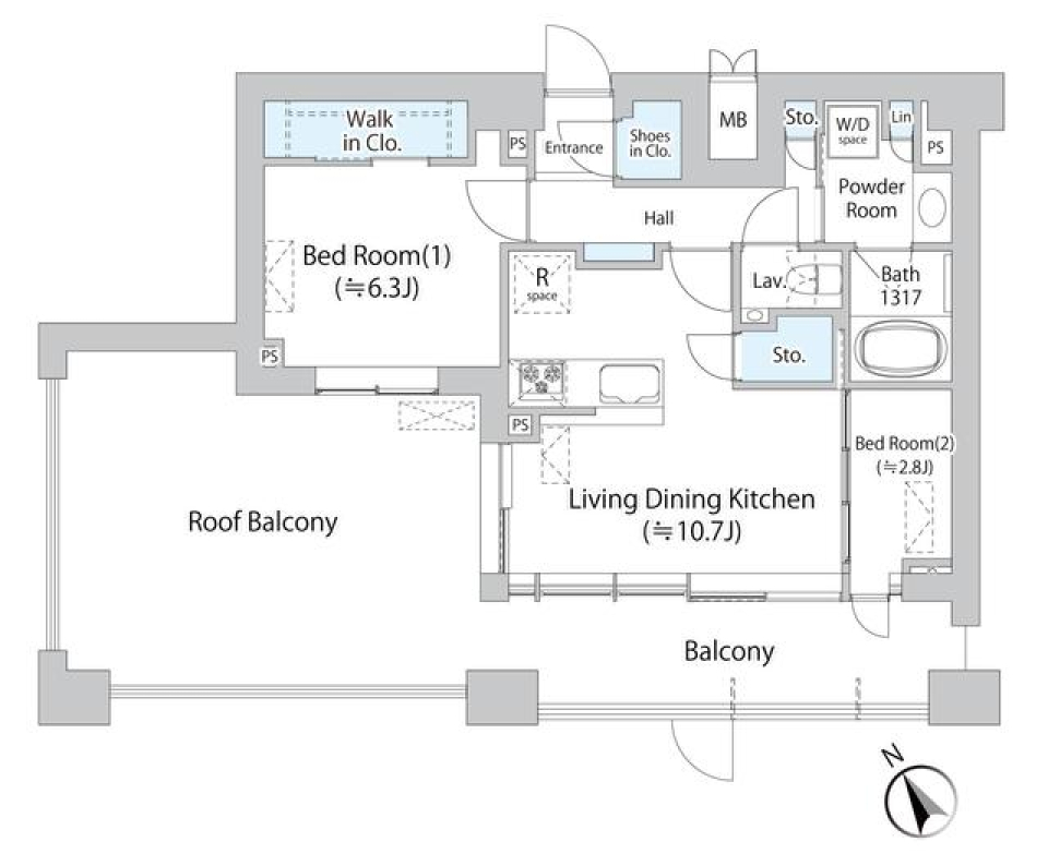 ミリアレジデンス浅草橋Ⅱ　1004号室［ペット可］の間取り図