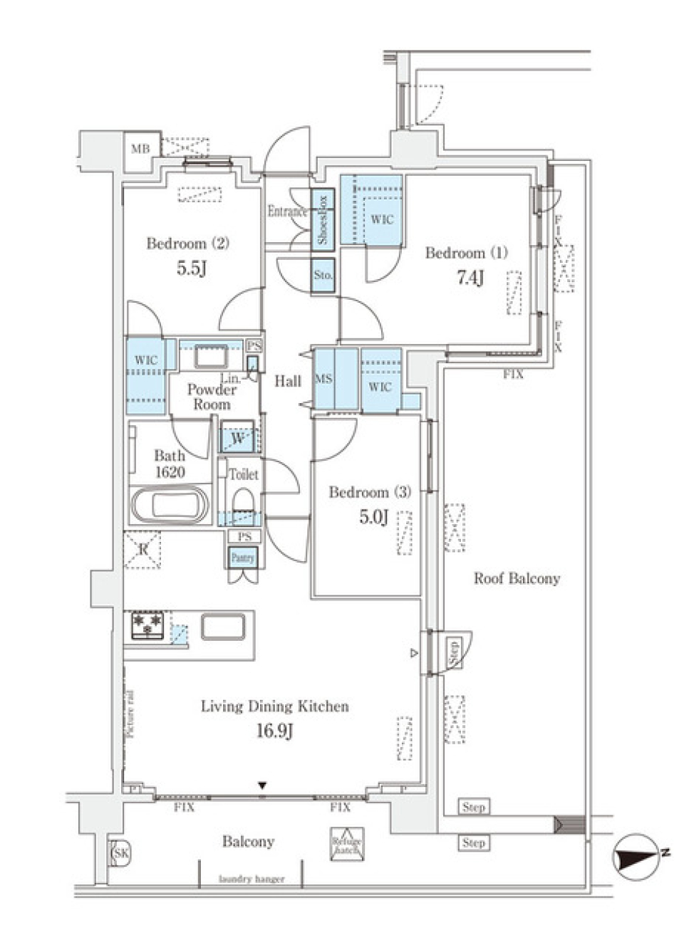 ライトテラス世田谷砧401号室の間取り図