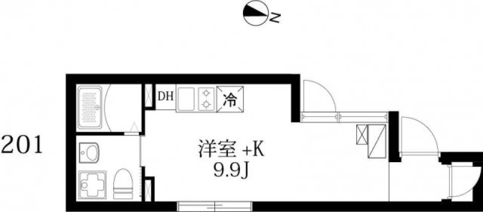 スカイヒルズ白山　201号室の間取り図