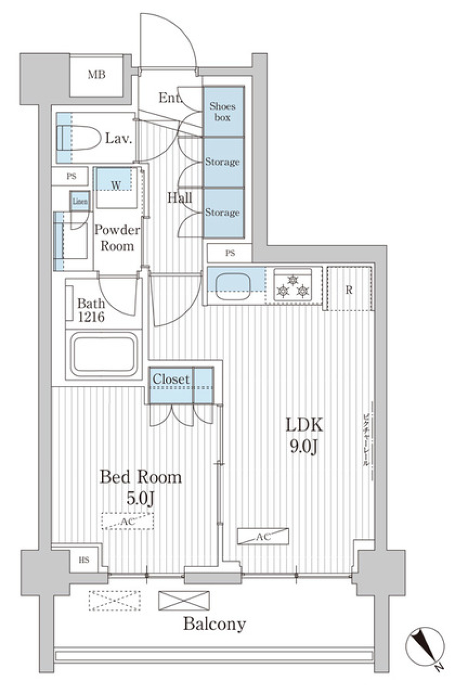 パークアクシス門前仲町テラス　336号室［ペット可］の間取り図