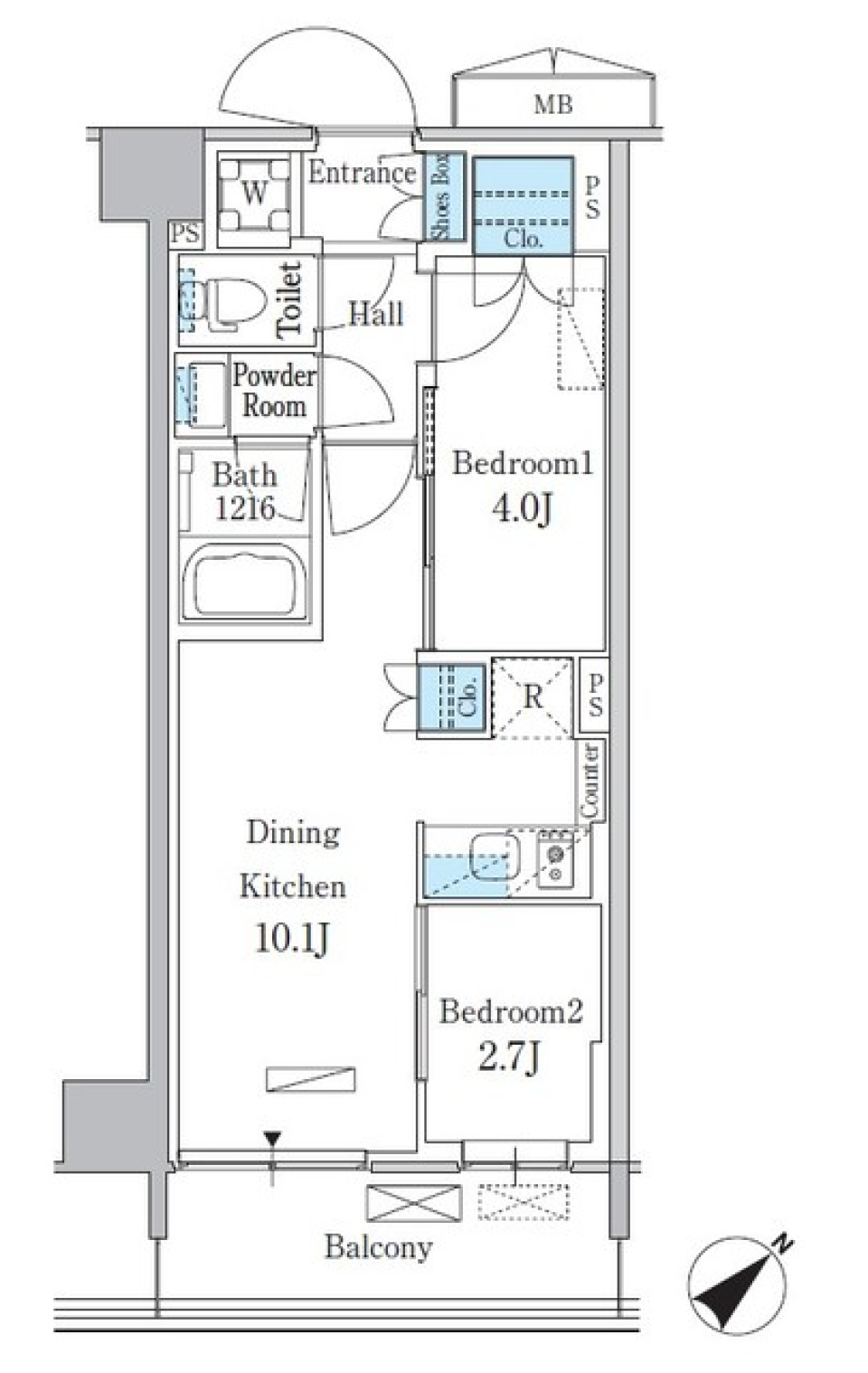 パークアクシス品川南大井パークフロント　234号室［ペット可］［新築］の間取り図