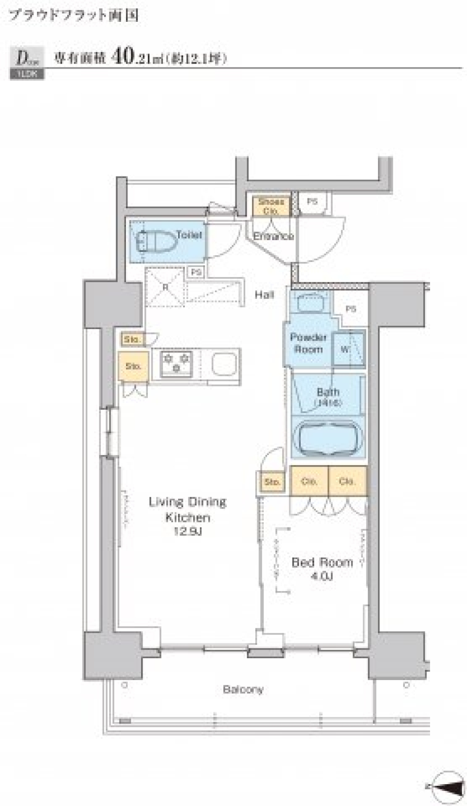 プラウドフラット両国　703号室［ペット可］の間取り図
