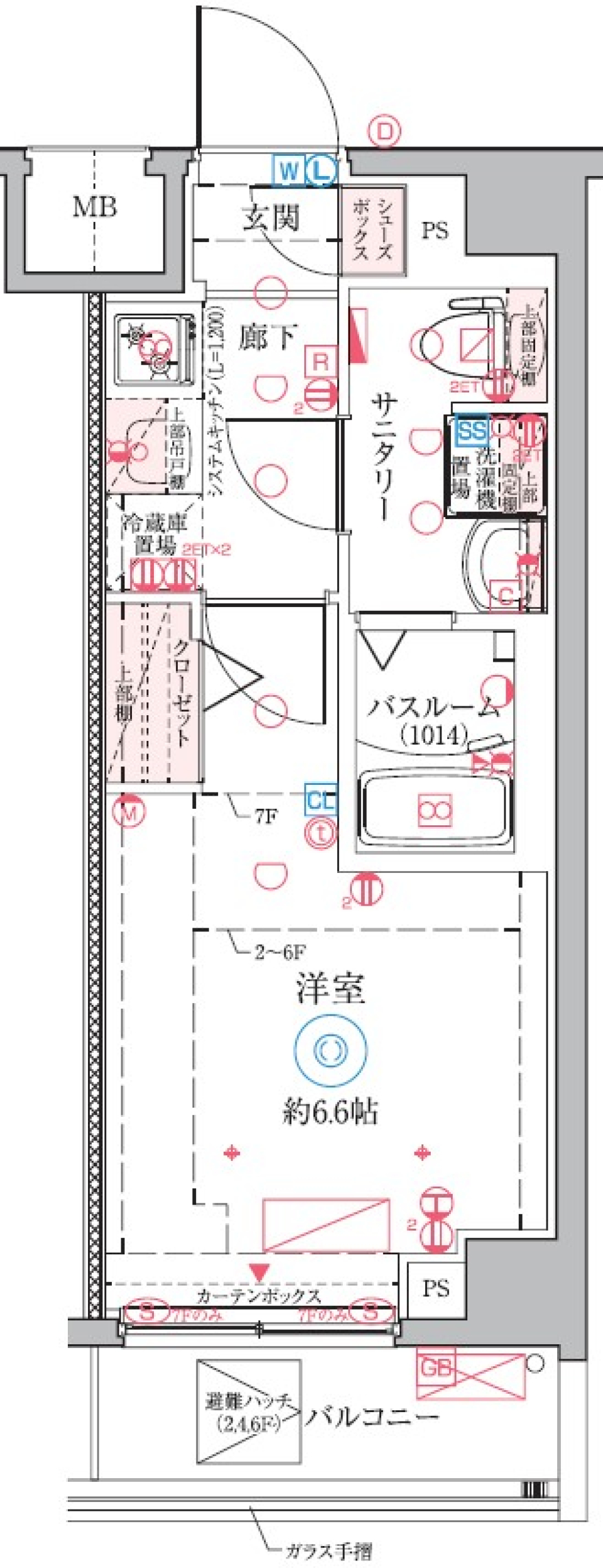 クレヴィスタ横浜矢向　701号室の間取り図