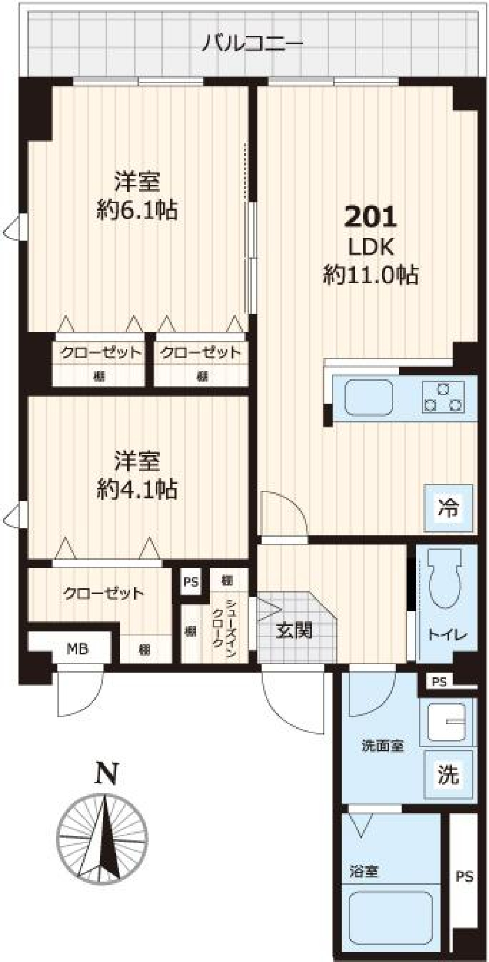 仮称ショコラK　201号室の間取り図