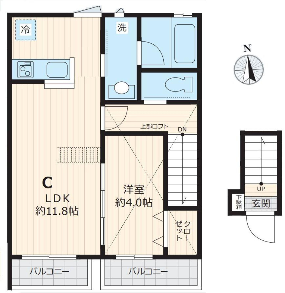 カーサ　エスポワール　C号室の間取り図