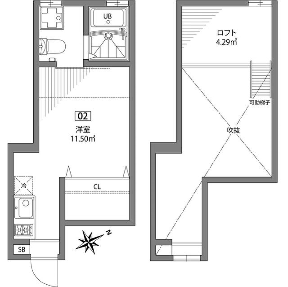 グランエッグス中野方南町　02号室の間取り図
